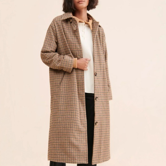 Anthropologie If By Sea Plaid Long Overcoat, NEW - Picture 1 of 15